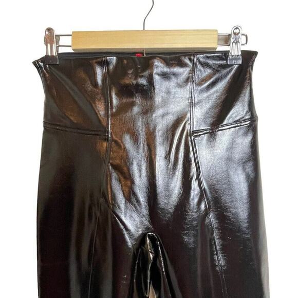 Spanx Faux Patent Leather Brown Black Tie Dye Size M Leggings‎ High Waist - Picture 5 of 7